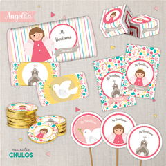 Kit Imprimible BAUTISMO - ANGELITA rosa - Momentos CHULOS