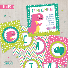 Kit Imprimible DINOS ROSA nuevo - comprar online