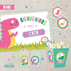 Kit Imprimible DINOS ROSA nuevo - Momentos CHULOS