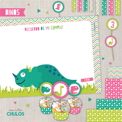 Imagen de Kit Imprimible DINOS ROSA nuevo