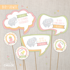 Kit Imprimible ELEFANTITOS Baby Shower - comprar online