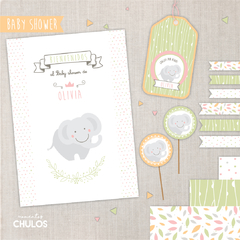 Kit Imprimible ELEFANTITOS Baby Shower - tienda online