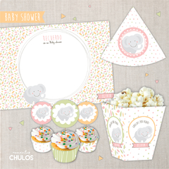 Kit Imprimible ELEFANTITOS Baby Shower