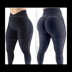 Legging Preta Brocada - Cós V - Modeladora - empina bumbum - comprar online