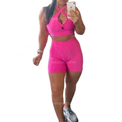 Conj. Short e Top Ondas - Rosa - - Nanda´s Gym - Moda Fitness