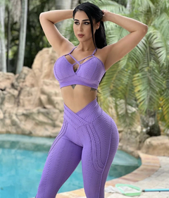 Legging Violeta Cós V - Brocada Modeladora - empina bumbum