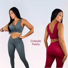 Conjunto Feline Jacquard - vermelho - Nanda´s Gym - Moda Fitness