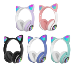 Auriculares Cats Orejas Bluetooth Vincha Gato Luz Colores Inalambricos Kawaii