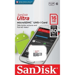 MEMORIA MICRO SD PARA CELULAR 16GB SANDISK ULTRA CLASE 1O - comprar online