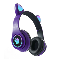 Auriculares Cats Orejas Bluetooth Vincha Gato Luz Colores Inalambricos Kawaii - tienda online