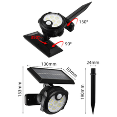 Imagen de Foco Luz Solar son Sensor de Movimiento para exterior Pared y Estaca Cafini CN-L9731BT