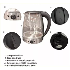 Pava Eléctrica Vidrio Oryx Jarra Acero Inox 1,8l Corte Mate - comprar online