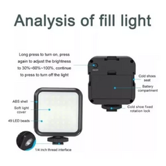 ESTABILIZADOR KIT DE VIDEO PARA VLOGGER CON 1 LUZ DE FOTOGRAFIA MICROFONO Y CONTROL BLUETOOTH AY-49X - MERCADOCELULAR DE RATTE S.A.S.