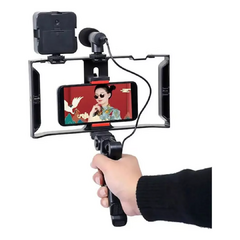 ESTABILIZADOR KIT DE VIDEO PARA VLOGGER CON 1 LUZ DE FOTOGRAFIA MICROFONO Y CONTROL BLUETOOTH AY-49X