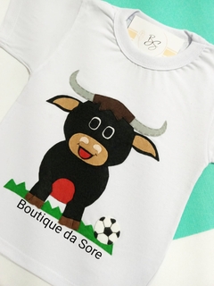 camiseta branca personalizada boi da cara preta aniversario totoy kids