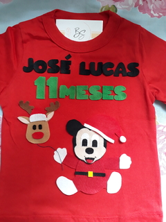 Camiseta Infantil Personalizada - Mickey Natalino