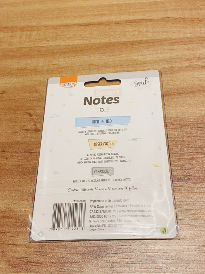 Bloco Adesivo Smart Notes 76X76mm Com 50 Folhas BRW