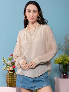 Blusa oversized em tecido chiffon Biamar 11268