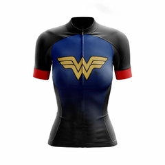 Camisa de Ciclismo Mulher Maravilha Azul Way Feminina