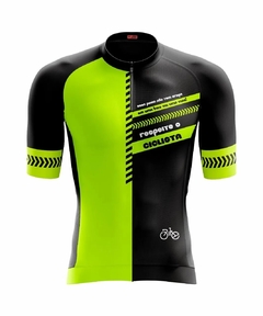 Camisa de Ciclismo Masculina Respeite o CIclista Verde Manga Curta Way