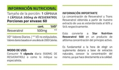 RESVERATROL 500 x 60 Caps - STAR NUTRITION - comprar online