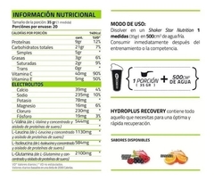 Hydroplus Recovery X 700g Post Entreno - Star Nutrition en internet