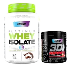 COMBO PLATINUM WHEY ISOLATE x2Lbs VARIOS SABORES + PUMP 3D RIPPED - STAR NUTRITION - HANMA SUPLEMENTOS DEPORTIVOS