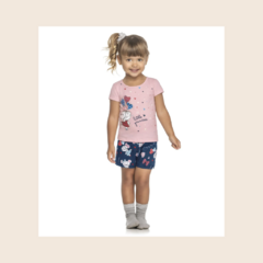 Pijama 3 Peças Brilha no Escuro Curto Infantil Menina Elian 13027