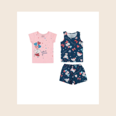 Pijama 3 Peças Brilha no Escuro Curto Infantil Menina Elian 13027 - comprar online