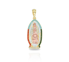 Dije Virgen De Guadalupe Zirconias México. Chapa De Oro 18k