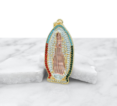 Dije Virgen De Guadalupe Zirconias México. Chapa De Oro 18k - CATÁLOGO BLANCO