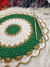 Sousplat de croche Napolitano Luxo verde, off-white e dourado