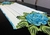 Imagem do Caminho de mesa crochê rosa gigante azul turquesa