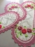 Jogo de cozinha crochê rosa com aplicação 3 pçs.