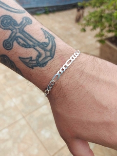 Pulseira masculina fígaro média prata925