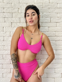 BIQUINI CLEO CORRENTE HOT TEXTURIZADO ROSA