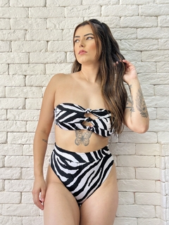 BIQUINI TRES NOS HOTPANTS EDEN ZEBRA BRANCA E PRETA - comprar online