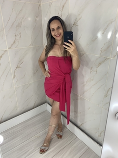 Vestido Tomara que Caia Curto Pink Elastex na Cintura - comprar online