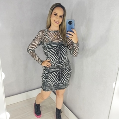 Vestido Zebra Tule Com Forro