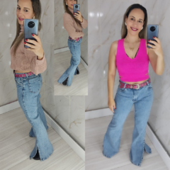 Imagem do Calça Jeans Flare Lavagem Marmorizada