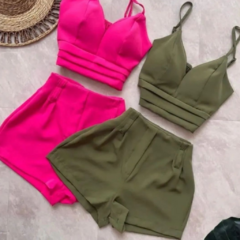 Conjunto Short e Cropped Alfaiataria Verão Pink na internet