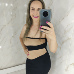 Imagem do Vestido Tomara que Caia Curto Colado Bicolor Preto e Nude