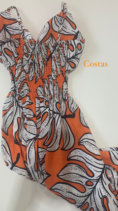 Vestido Longo Laranja Estampado - Mila - comprar online