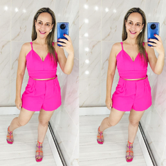 Conjunto Short e Cropped Alfaiataria Verão Pink - comprar online