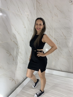 Imagem do Conjunto Cropped e Saia Curto Alafiataria Preto