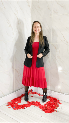 Vestido Midi Costas Aberta Elastex Vermelho-escuro - comprar online