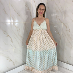 Vestido Longo Indiano Fio Lurex Azul e Rose (Joia Rara) na internet