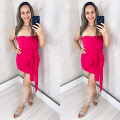 Vestido Tomara que Caia Curto Pink Elastex na Cintura