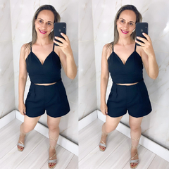 Conjunto Short e Cropped Alfaiataria Verão Preto