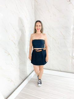 Cropped Top Faixa com Bojo Preto - TRÈS CHIC BARRETOS